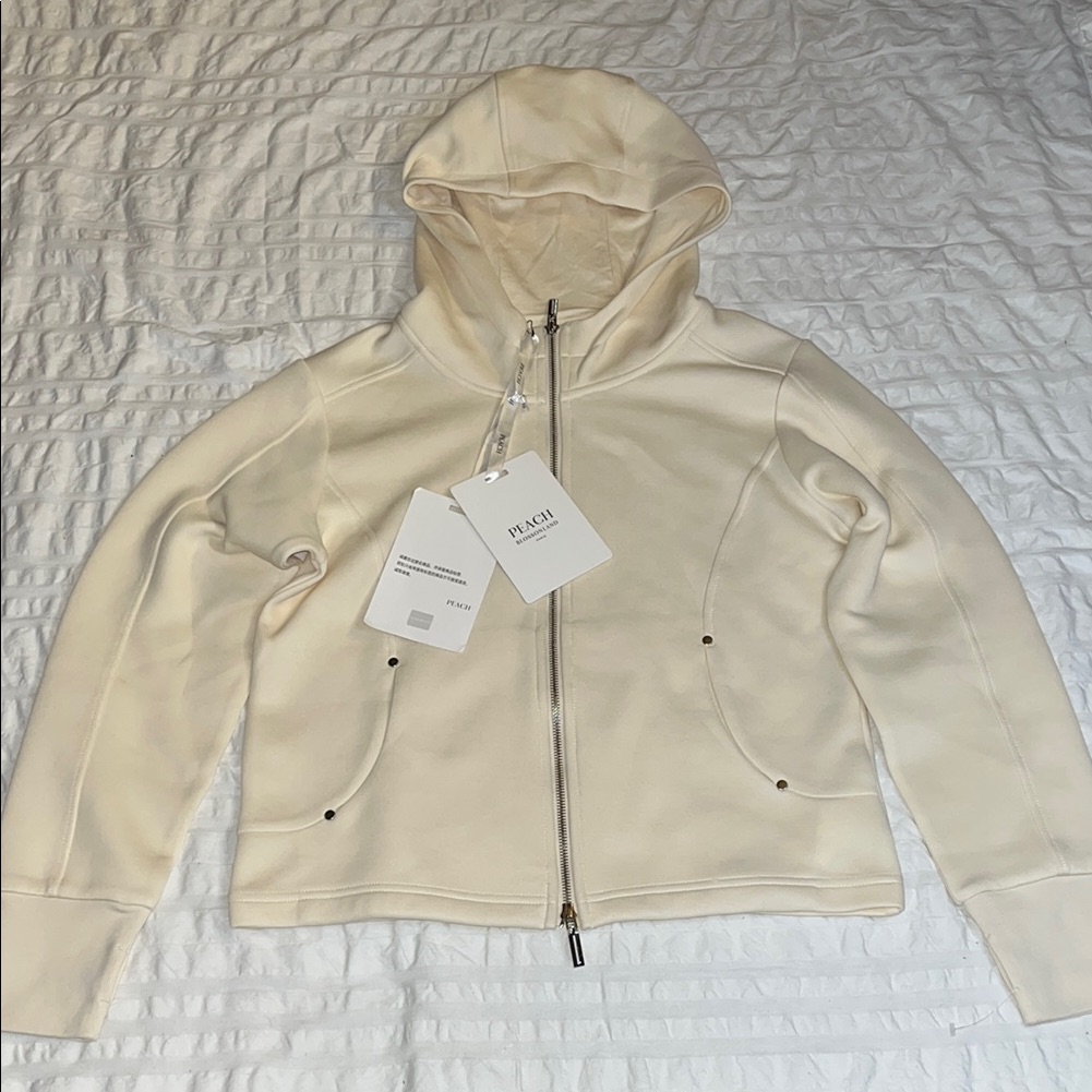 Pilcro Cream Peach Blossonland Zip-Up Hoodie